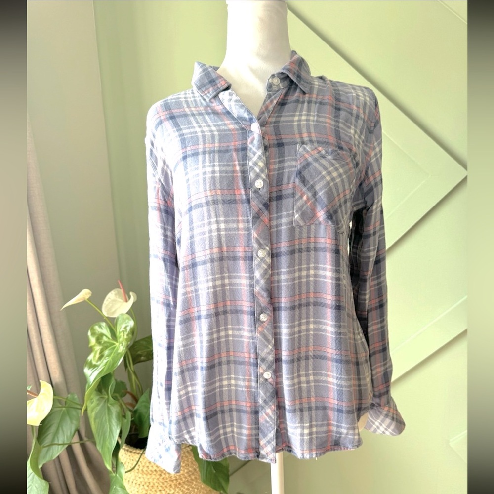 Rails Hunter Shirt Blue Jasper Blush 100% rayon Medium